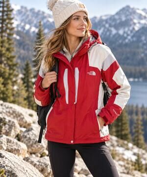 THE NORTH FACE Hyvent Shell Jacket Red White Sz L $300